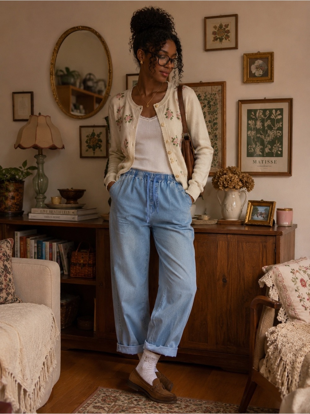 90s Cabin Creek Pull On Denim Drawstring Pants 1990s Retro Light Wash Mom Jeans